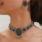 Retro Ball Tassel Shiny Diamond Flowers Necklace Suit