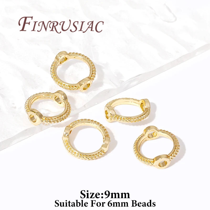 Multi Types 14K/18K Gold Plated Round Bead Frame,Brass Metal Circle Frame Connectors Spacers Beads,DIY Beading Jewelry Making