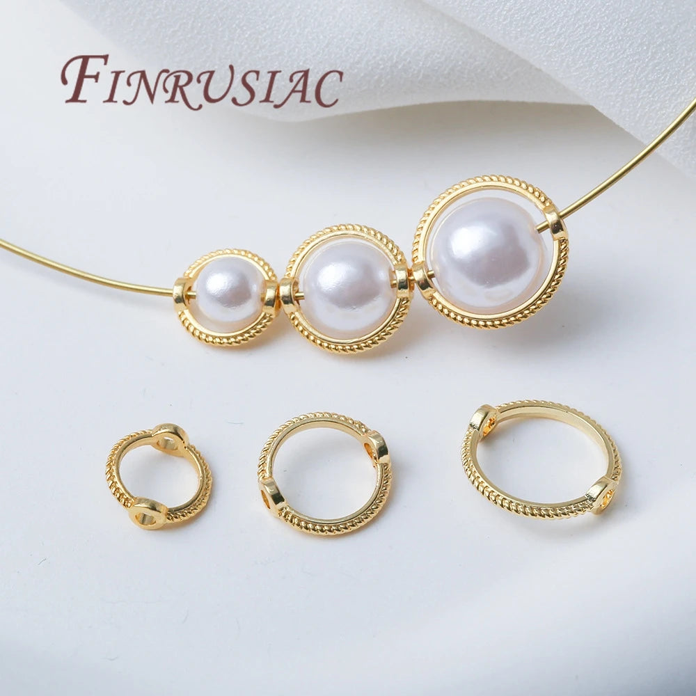 Multi Types 14K/18K Gold Plated Round Bead Frame,Brass Metal Circle Frame Connectors Spacers Beads,DIY Beading Jewelry Making