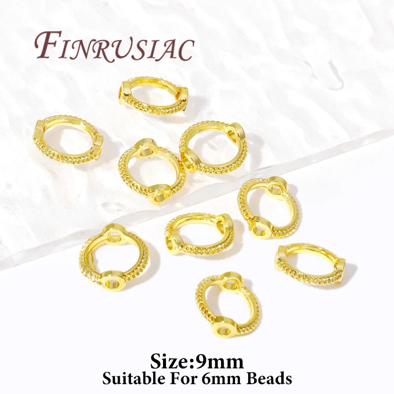 Multi Types 14K/18K Gold Plated Round Bead Frame,Brass Metal Circle Frame Connectors Spacers Beads,DIY Beading Jewelry Making