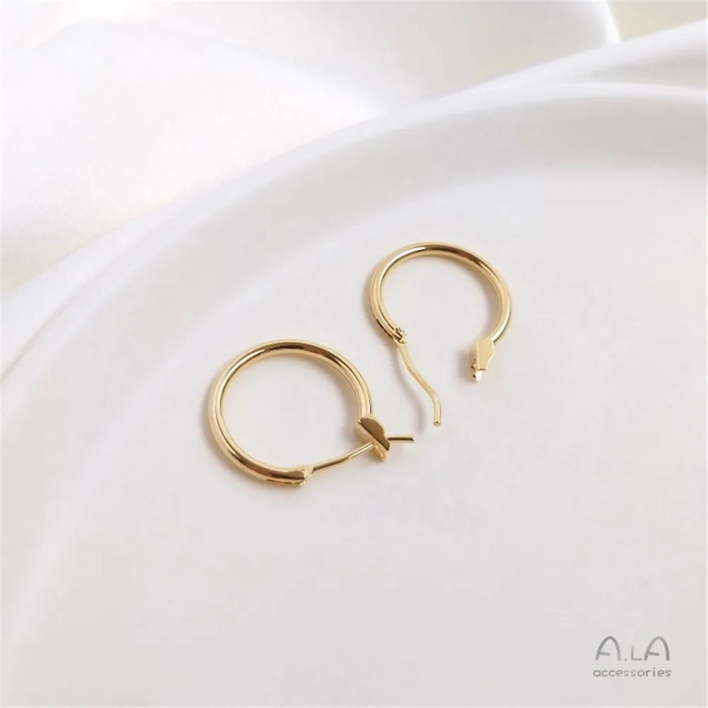 14K Gold Color Plated French Earrings simple Circle Earrings European and American ins handmade materials DIY Earrings