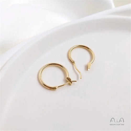 14K Gold Color Plated French Earrings simple Circle Earrings European and American ins handmade materials DIY Earrings