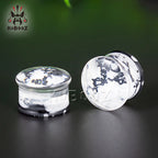 KUBOOZ Newest Design White Yellow Blue Snowflake Acrylic Ear Gauges Tunnels Fashion Body Jewelry Earring Plugs Stretchers 2PCS