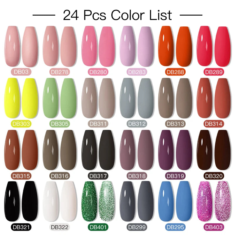 Mtssii 20/40/60Pcs Nail Gel Polish Set Kit Nude Pink Glitter Nail Art UV Gel Manicure Set Vernis Semi Permanent Base Top Coat