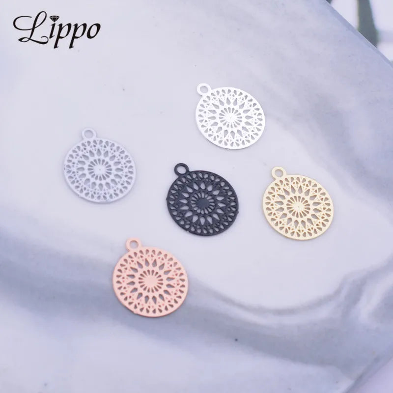 100pcs AC4399 12*14mm Rose Gold Plated Round Thin Charms