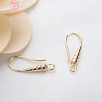 (1941) 20MM 24K Gold Color Plated Carved Earring Hook Jewerly Making Diy Jewelry Findings Accessories