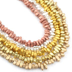 Natural Matte KC Gold Plated Hematite Stone Irregular Gravel Loose Spacer Beads for Jewelry Making DIY Beaded Bracelet 15''