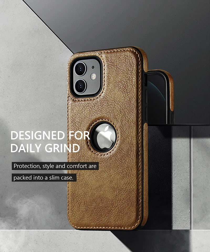 Cell Phone Case High Quality PU Leather Mobile Phones Cases for iPhone 11 12 13 14 15 Pro Max X XR Black Luxury Business Cover