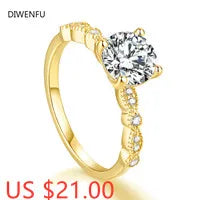 Soild 14k Gold Yellow Color Diamond Rings for Women Fine Wedding Bands Gemstone Engagement Jewelry Luxury Cocktail Gold Rings