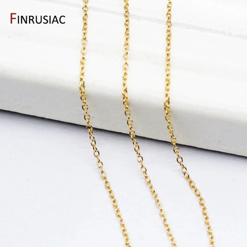 14K Real Gold Plated 1.3mm Thin Chain For DIY Jewelry Making, Wholesale Brass Chains Accessories Findings