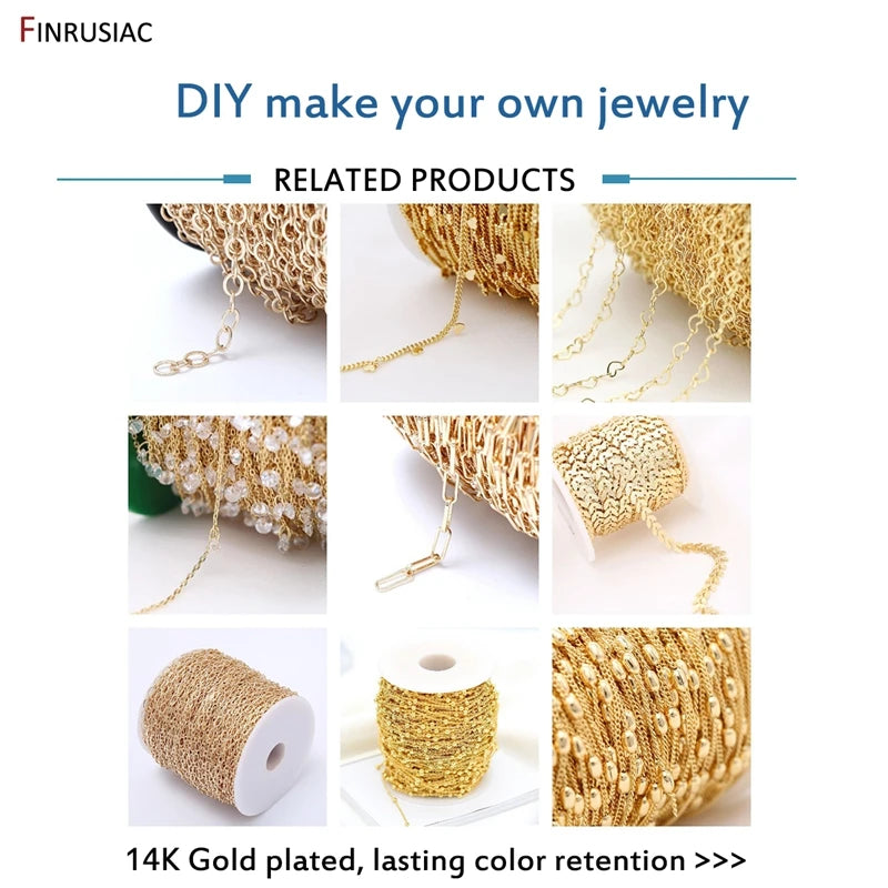 14K Real Gold Plated 1.3mm Thin Chain For DIY Jewelry Making, Wholesale Brass Chains Accessories Findings