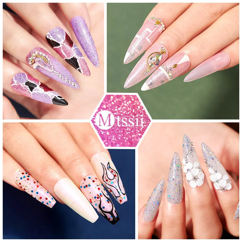 Mtssii 20/40/60Pcs Nail Gel Polish Set Kit Nude Pink Glitter Nail Art UV Gel Manicure Set Vernis Semi Permanent Base Top Coat