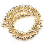 Natural Matte KC Gold Plated Hematite Stone Irregular Gravel Loose Spacer Beads for Jewelry Making DIY Beaded Bracelet 15''