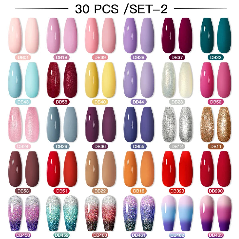 Mtssii 20/40/60Pcs Nail Gel Polish Set Kit Nude Pink Glitter Nail Art UV Gel Manicure Set Vernis Semi Permanent Base Top Coat