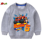 Children Clothes for Boys Sweatshirt Personalized Name Birthday Blaze Shirt Long T Shirt Girl Clothing Kids Toddler Fall Hoodie