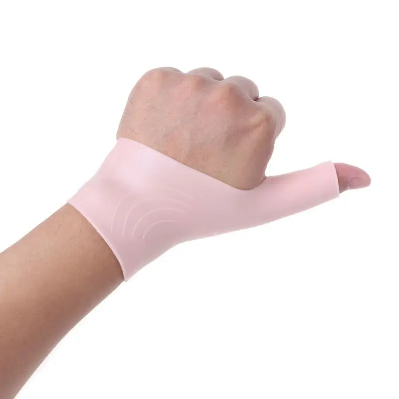 2Pcs/Pair Silicone Gel Wrist Support Braces Fingerless Compression Gloves Thumb Stabilizer for Pain Relief Arthritis Tendonitis