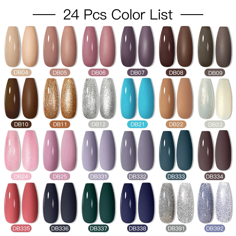 Mtssii 20/40/60Pcs Nail Gel Polish Set Kit Nude Pink Glitter Nail Art UV Gel Manicure Set Vernis Semi Permanent Base Top Coat