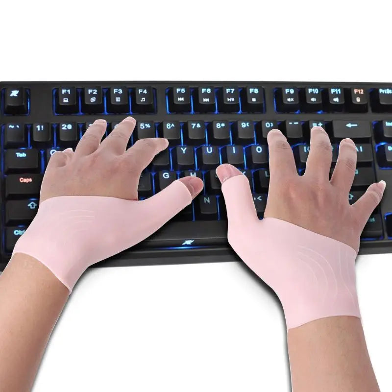 2Pcs/Pair Silicone Gel Wrist Support Braces Fingerless Compression Gloves Thumb Stabilizer for Pain Relief Arthritis Tendonitis