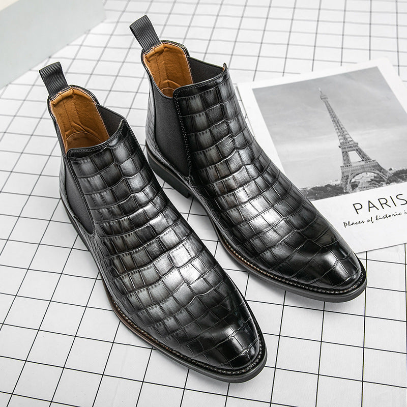 Autumn and winter men's shoes Chelsea boots high-top plus size leather boots knight short boots fashion European and American short tube Chelsea boots