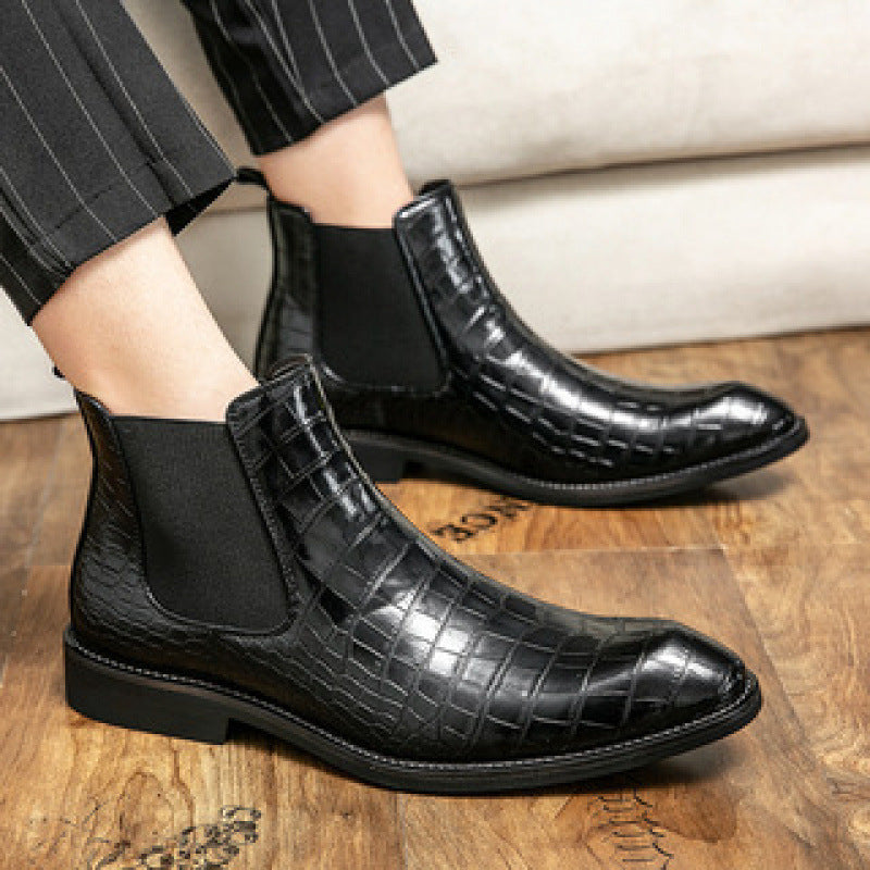 Autumn and winter men's shoes Chelsea boots high-top plus size leather boots knight short boots fashion European and American short tube Chelsea boots