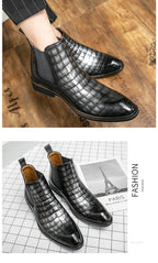 Autumn and winter men's shoes Chelsea boots high-top plus size leather boots knight short boots fashion European and American short tube Chelsea boots