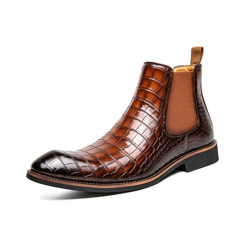 Autumn and winter men's shoes Chelsea boots high-top plus size leather boots knight short boots fashion European and American short tube Chelsea boots