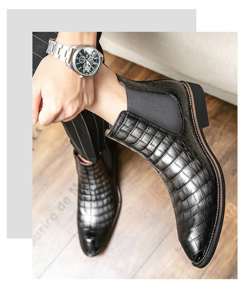 Autumn and winter men's shoes Chelsea boots high-top plus size leather boots knight short boots fashion European and American short tube Chelsea boots