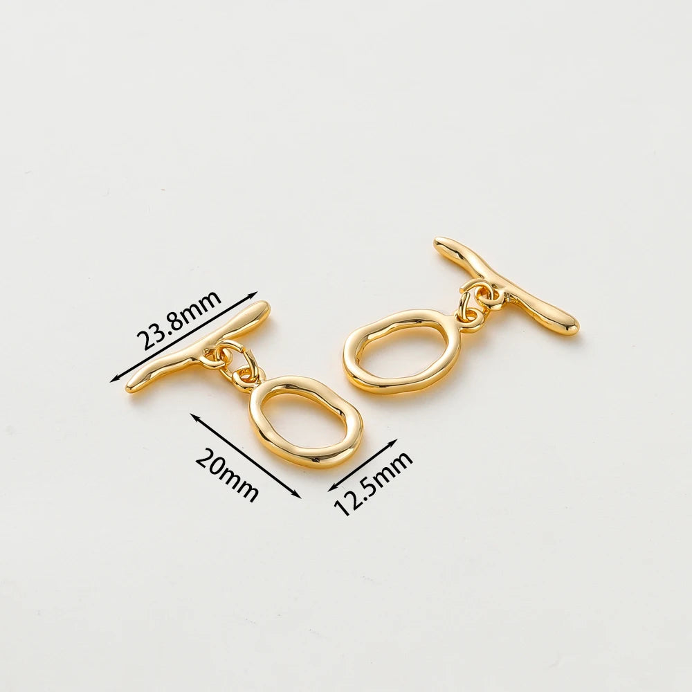 2-6Sets 14K/18K Gold Plated Brass OT Clasp Toggle Clasps Connector for DIY Bracelet Necklace Jewelry Making Findings Accessories