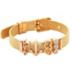 Fashion Stainless Steel For Woman Men Bracelet Mesh Bracelet Set Crystal Heart Anchor Charm Fine Bracelet Bangle Female Lover