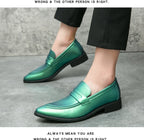 Wedding Leather Shoes For Men Classic Casual Business Shoes Male Green Loafers Social Party Purple Leather Oxford Shoes Man