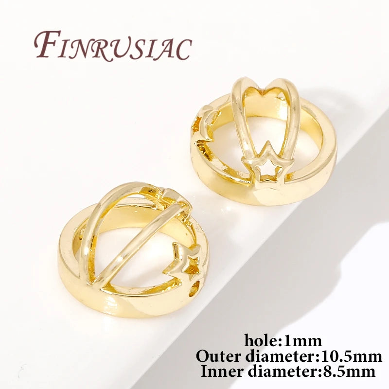 Multi Types 14K/18K Gold Plated Round Bead Frame,Brass Metal Circle Frame Connectors Spacers Beads,DIY Beading Jewelry Making