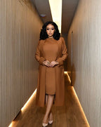 Women's Set Full Sleeve Long Blazer Coat+ Long Dress Suit  Winter Streetwear Two 2 Piece Set Africa OL Work Outfits