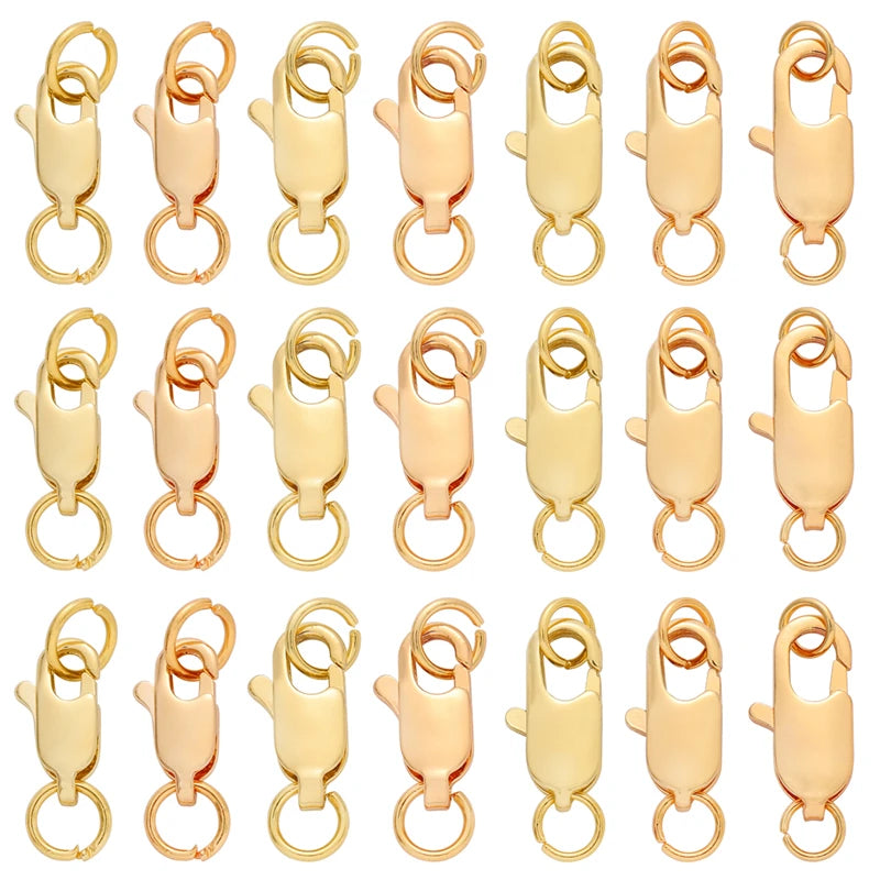 1/2 Set Copper 14K/18K Gold Plated Lobster Clasp With Open Jump Rings For Bracelet Necklace Chains Connectors DIY Jewelry Making