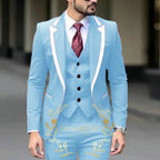 Royal Blue Wedding Tuxedos Men Suit Peak Lapel Terno Masculino Slim Fit Groom Prom Man Blazer Custom 3 Pieces Jacket Pant Vest