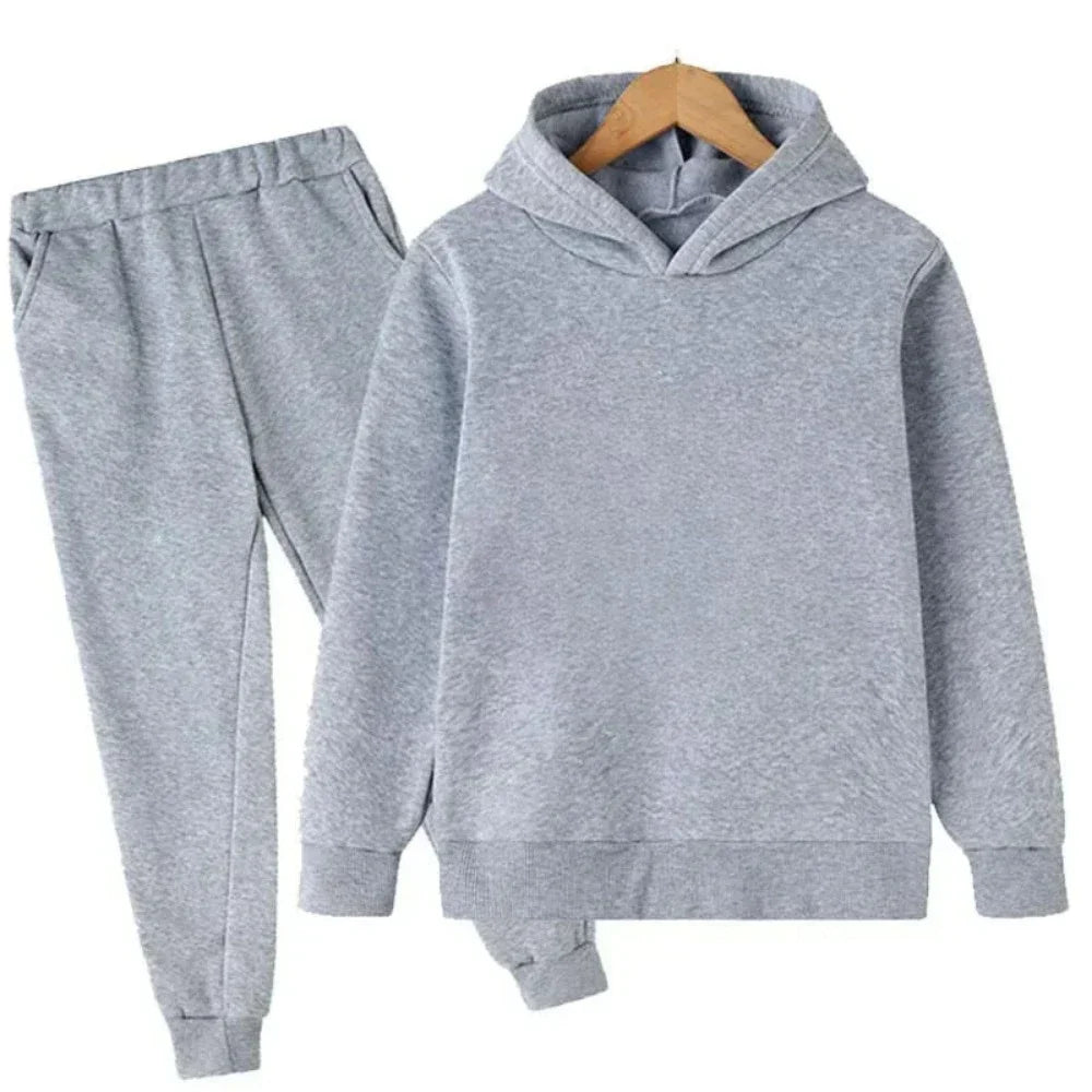 Autumn and Winter Children's Fashion Sports Hoodie+Pants Set for Boys and Girls Aged 4-14, Casual and Comfortable 2-piece Set