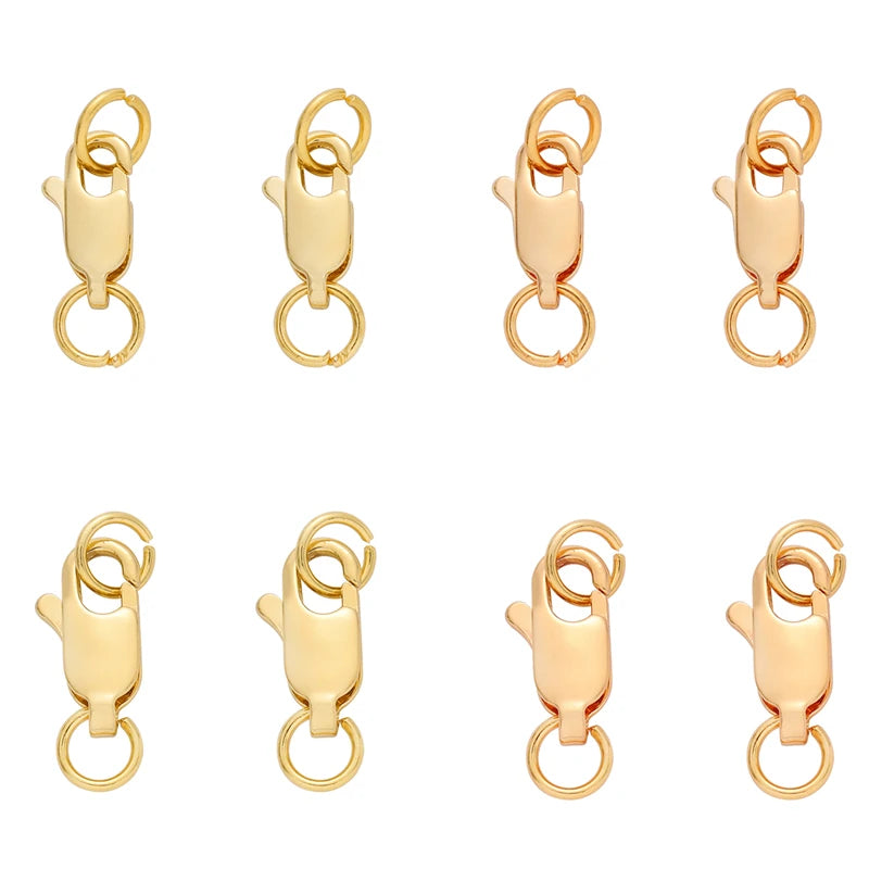 1/2 Set Copper 14K/18K Gold Plated Lobster Clasp With Open Jump Rings For Bracelet Necklace Chains Connectors DIY Jewelry Making