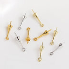 Gold Plated Brass Long Eye Pin Peg Bail with 6mm Bead Cap and Peg Pendant Bail,For Half Drilled Pearls,Earring Jewelry Making