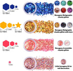 Holographic Glitter set 4 different shines Nail Sequins 10 grams each jar Holographic Cosmetic Festival Chunky Glitters Sequins