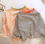 Boys and Girls T-shirt Long Sleeved Children's Base Shirt Spring and Autumn Pure Cotton Casual Versatile Striped Baby Top
