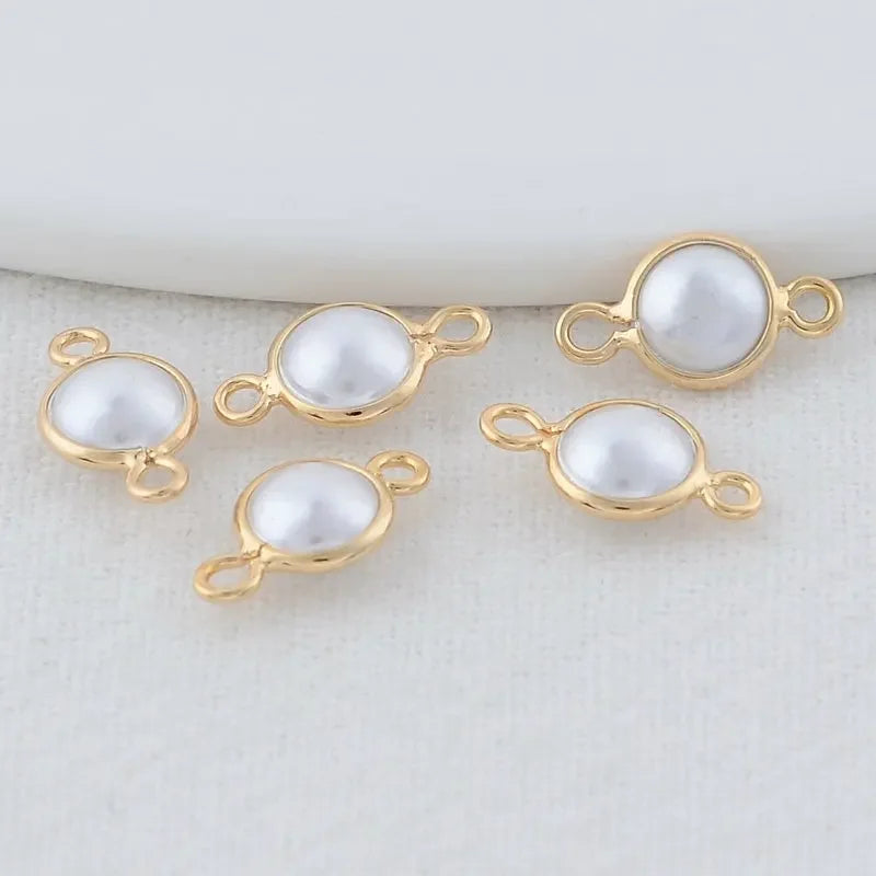 5mm 6mm 8mm 14k Gold Color Plated Brass Pearl Connector High Quality Diy Jewelry Accessories