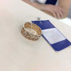 585 Purple Gold Elegant faceted fine rings for women Couple style Classic Plated 14K Rose Gold Luxury Jewelry Opening