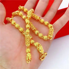 Plated 100% Pure 18K Gold Real Necklace Gold Necklace Domineering Fashion Trendy 24K 999 Men's Gold Necklace Pendant Gifts