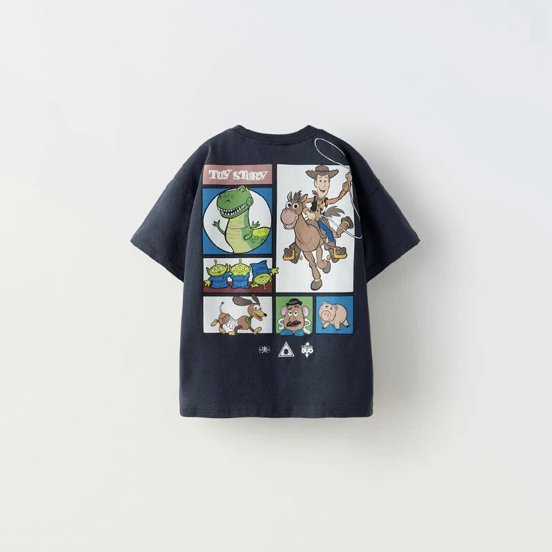 1-7 Year Old Kids Clothes T-shirt Cartoon Printed Fashion Short Sleeved Tops Tees Children's Wear Casual O-neck Boy's T Shirts