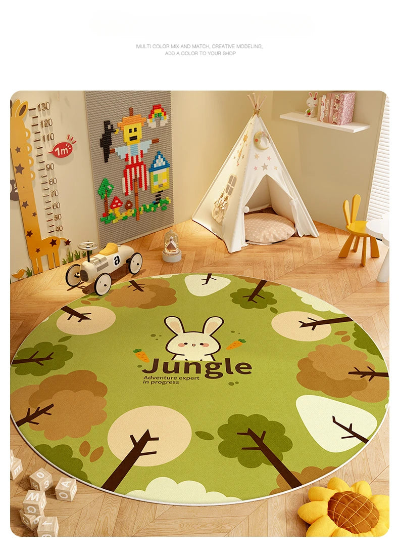 Children's Room Living Room Bedroom Bedside Carpet Round Room Maintenance Free Carpets Sound Insulation Anti Slip Cartoon Rug