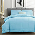 chadly 5/7pcs Quilts Luxurious Checkered Comforter, Soft Microfiber, Breathable, Easy Care for All Seasons, Bedding Set