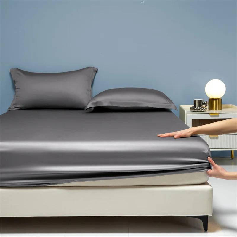 Premium Egyptian Cotton Bedding Fitted Sheet Elastic Band Around Mattress Cover Double Queen King Size Bed Cover No Pillowcase