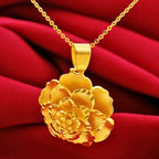 Women's 14 k Gold Color Ancient Single Pendant Multilayer Large Flower Gold Color Traveling Memorial pendant
