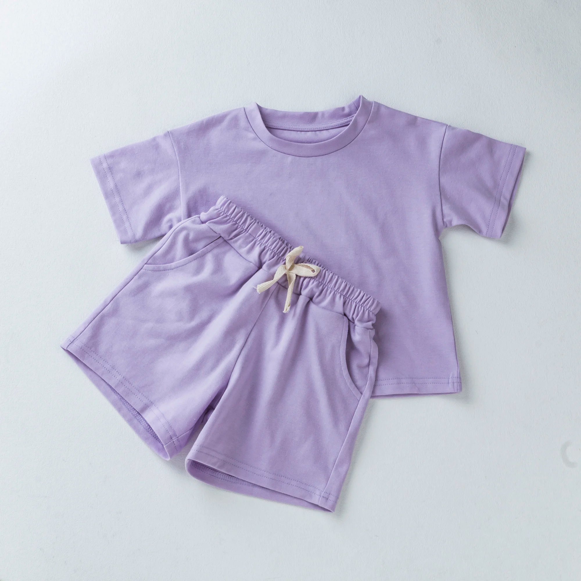 Toddler Boy Girl Casual Outfits Cotton Short Sleeves+Shorts 2pcs Clothes Sets Solid O-neck Baby Boy Clothes 1-6Y Children Suits