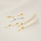 Gold Plated Brass Long Eye Pin Peg Bail with 6mm Bead Cap and Peg Pendant Bail,For Half Drilled Pearls,Earring Jewelry Making