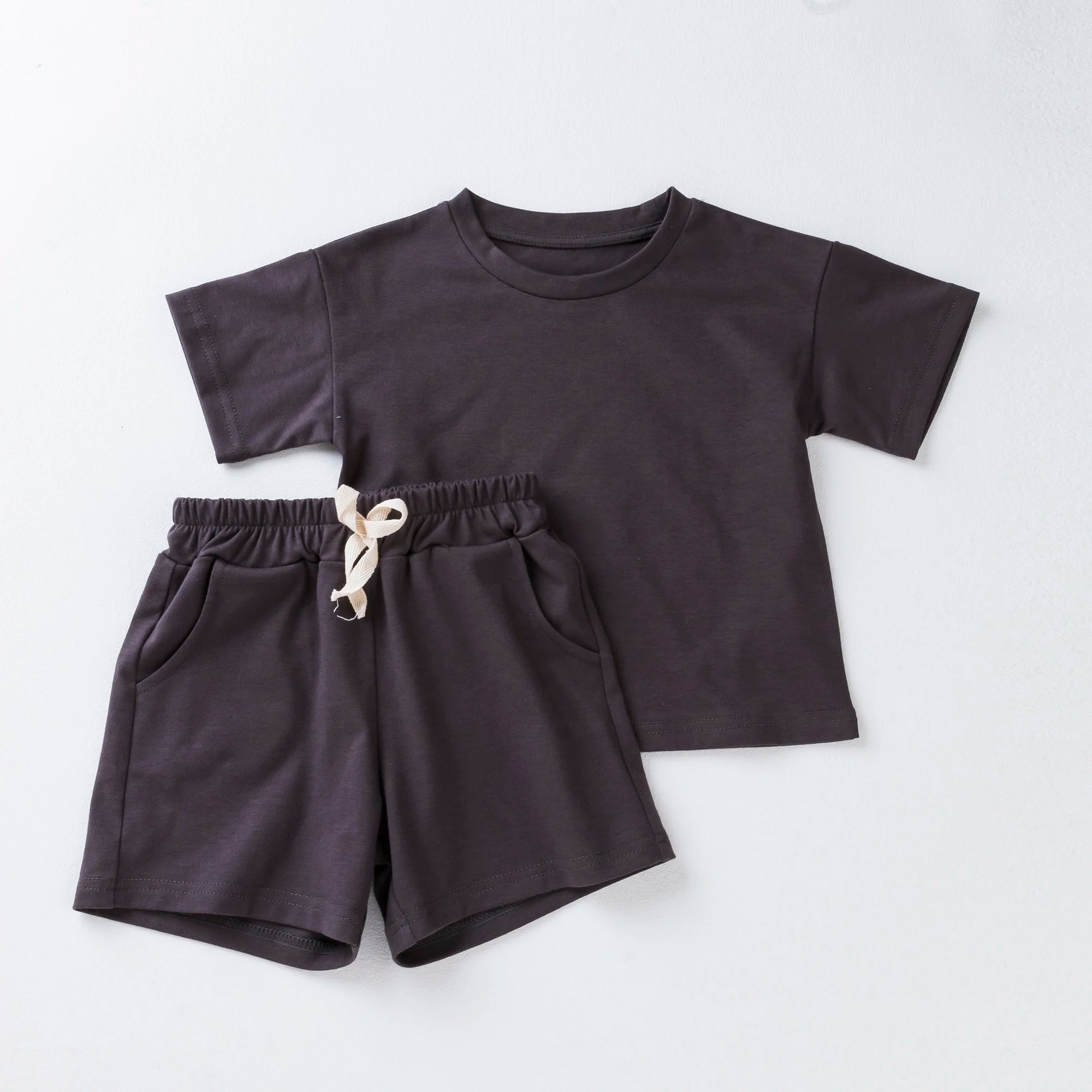 Toddler Boy Girl Casual Outfits Cotton Short Sleeves+Shorts 2pcs Clothes Sets Solid O-neck Baby Boy Clothes 1-6Y Children Suits